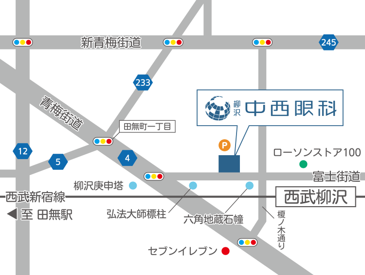 柳沢中西眼科地図